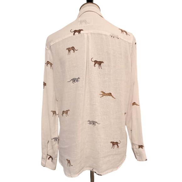 Rails Womens Size XS Charli Safari Cheetah Print Linen Blend Button Blouse Top - Picture 4 of 10